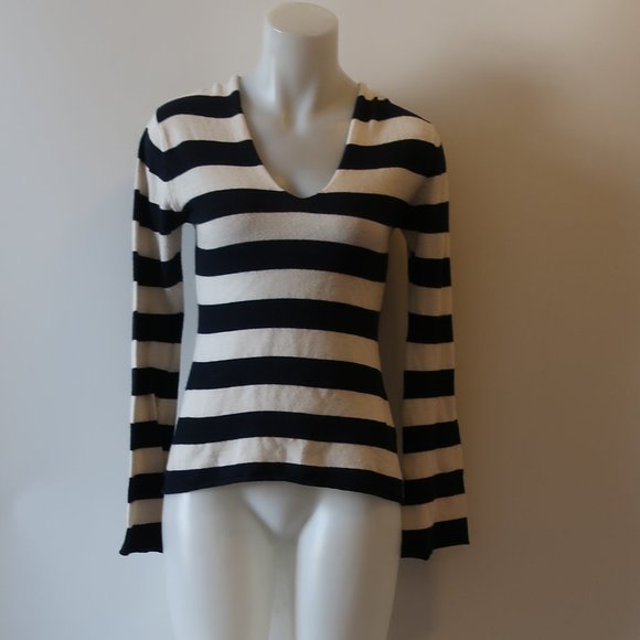 SCOOP NYC NAVY WHITE HOODED SWEATER SZ M * - Picture 2 of 11